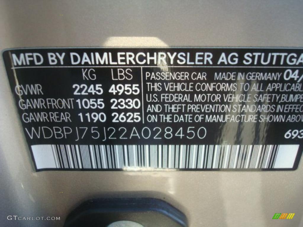 2002 CL Color Code 693 for Desert Silver Metallic Photo #46231130