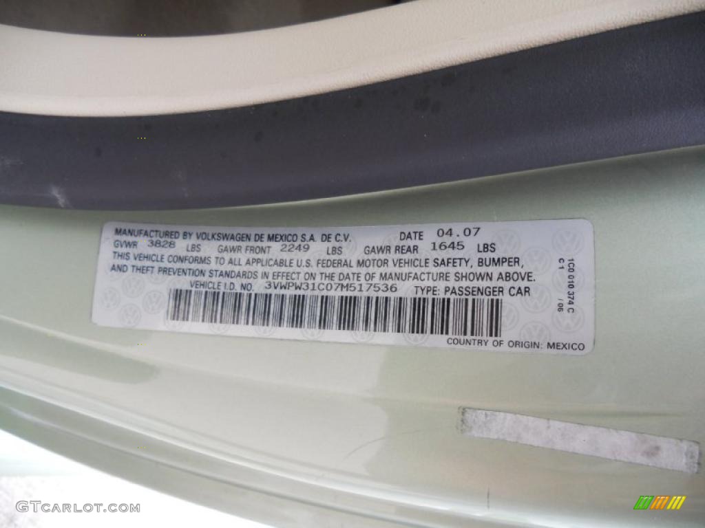 2007 Volkswagen New Beetle 2.5 Coupe Info Tag Photo #46234448