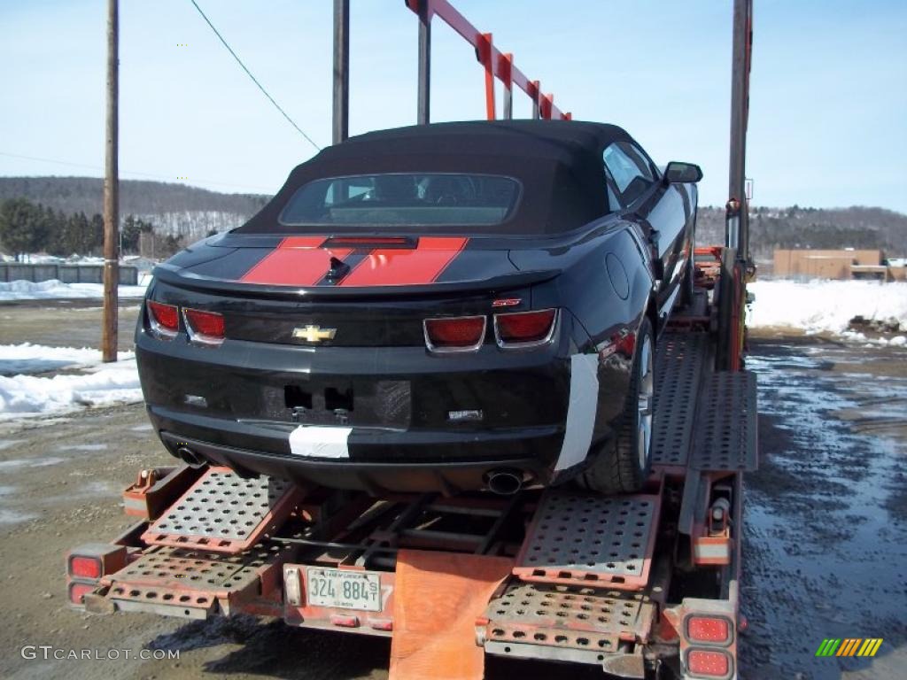 2011 Camaro SS/RS Convertible - Black / Inferno Orange/Black photo #1