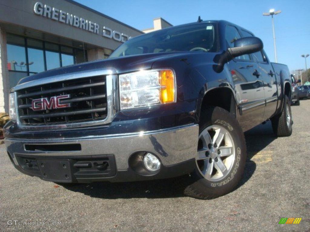 2007 Sierra 1500 SLT Crew Cab 4x4 - Deep Blue Metallic / Dark Titanium/Light Titanium photo #1