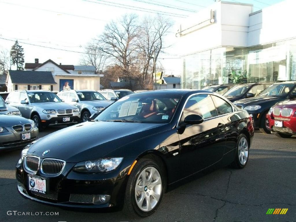 2008 3 Series 335xi Coupe - Jet Black / Coral Red/Black photo #1