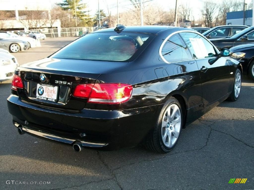 2008 3 Series 335xi Coupe - Jet Black / Coral Red/Black photo #5