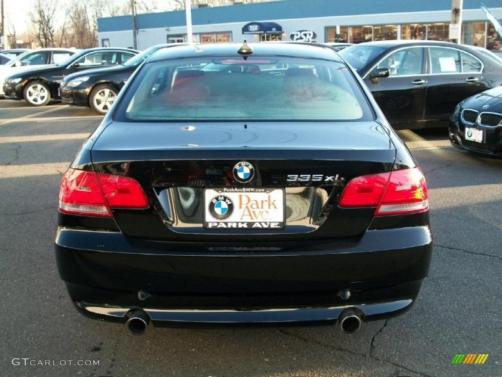 2008 3 Series 335xi Coupe - Jet Black / Coral Red/Black photo #6