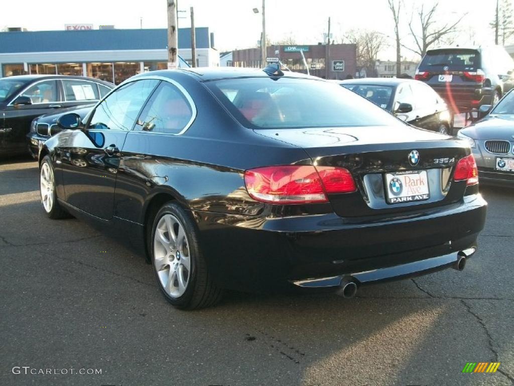 2008 3 Series 335xi Coupe - Jet Black / Coral Red/Black photo #7