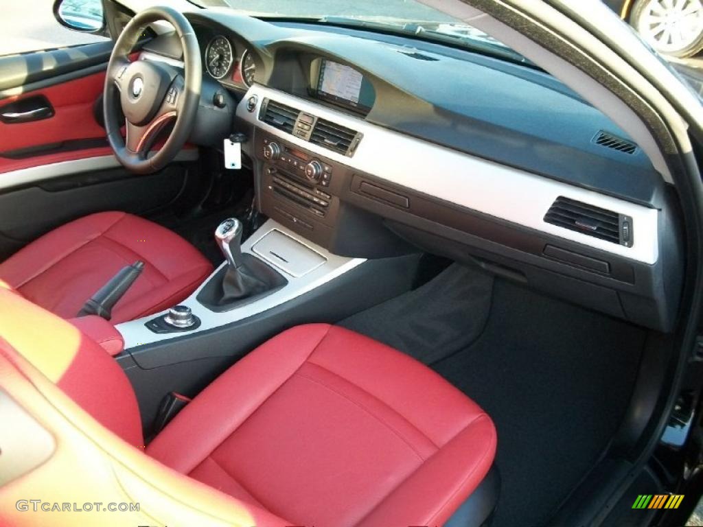 2008 3 Series 335xi Coupe - Jet Black / Coral Red/Black photo #26