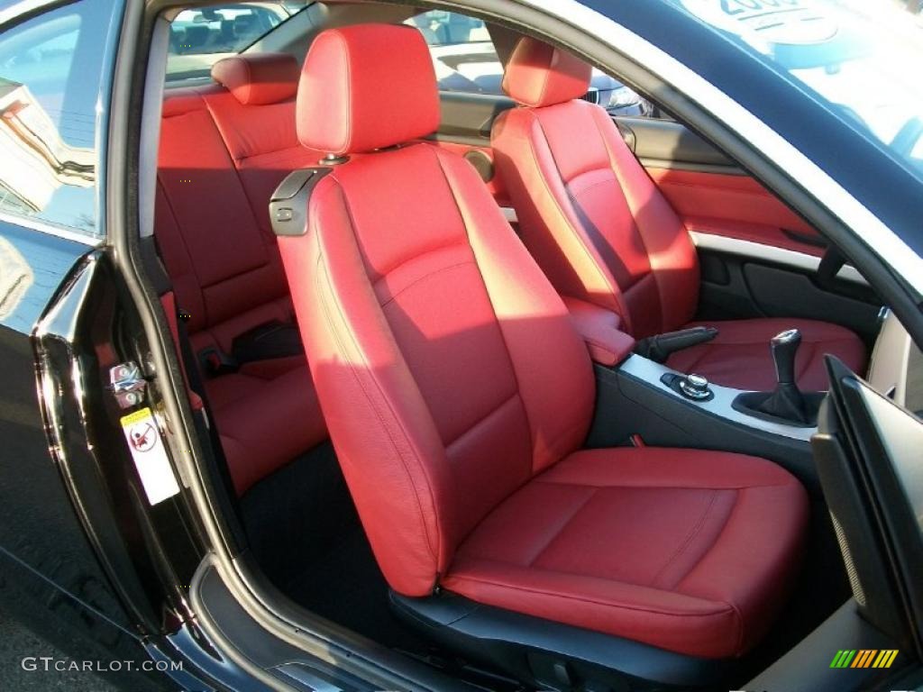 2008 3 Series 335xi Coupe - Jet Black / Coral Red/Black photo #29