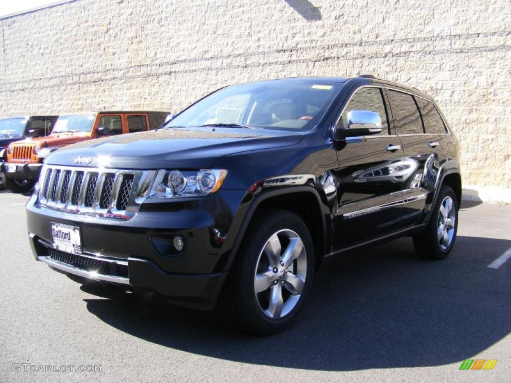 2011 Grand Cherokee Overland 4x4 - Brilliant Black Crystal Pearl / Dark Frost Beige/Light Frost Beige photo #1