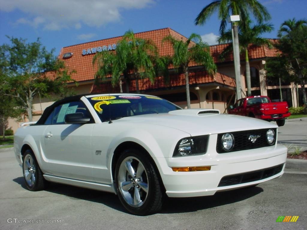 2008 Mustang GT Premium Convertible - Performance White / Dark Charcoal photo #1