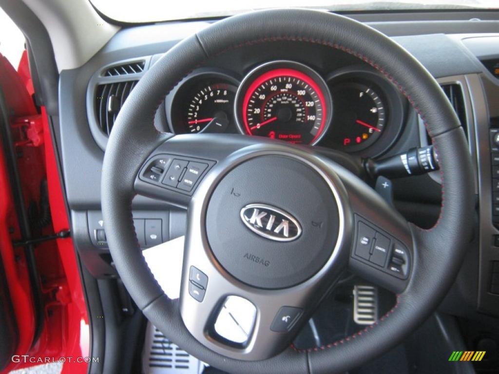 2011 Kia Forte Koup SX Black Sport Steering Wheel Photo #46252531