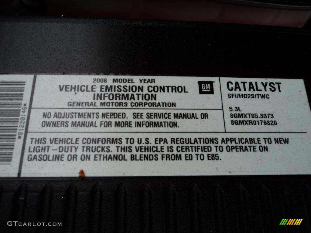 2008 Chevrolet Silverado 1500 LT Extended Cab Info Tag Photo #46254745