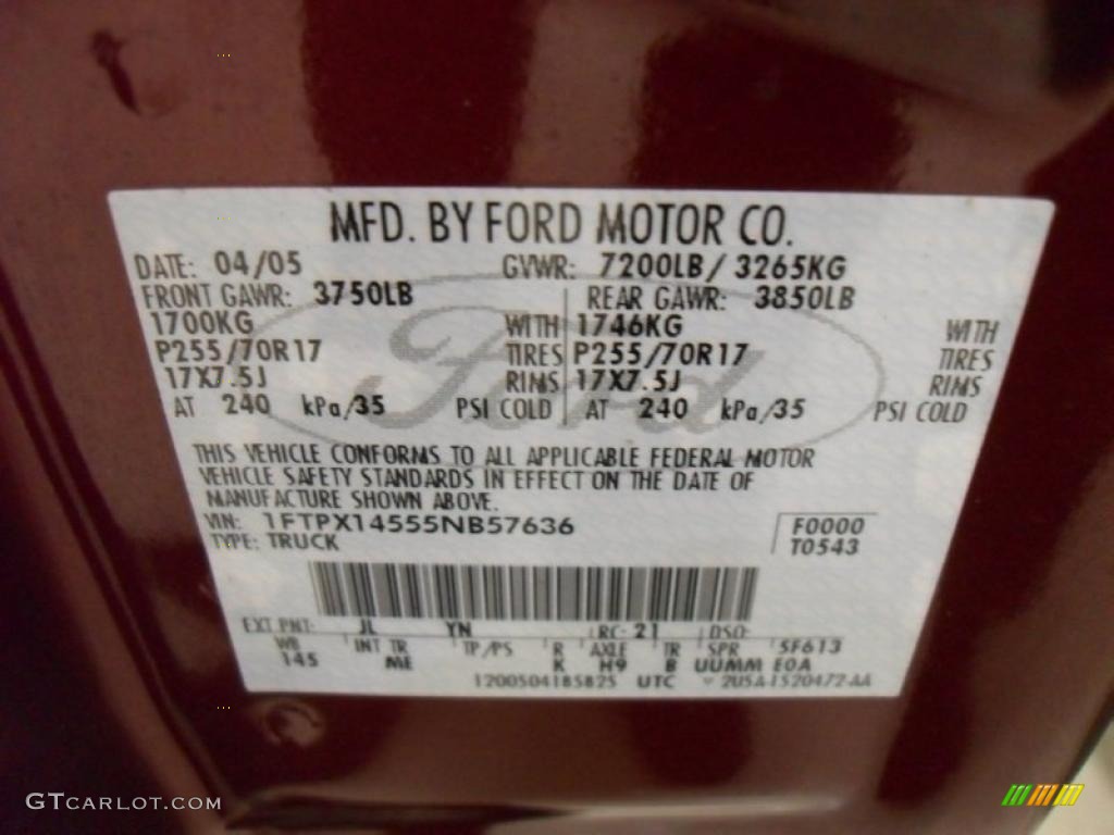 2005 F150 XLT SuperCab 4x4 - Dark Toreador Red Metallic / Medium Flint Grey photo #6