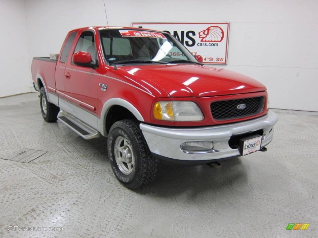 1998 F150 Lariat SuperCab 4x4 - Bright Red / Medium Graphite photo #23