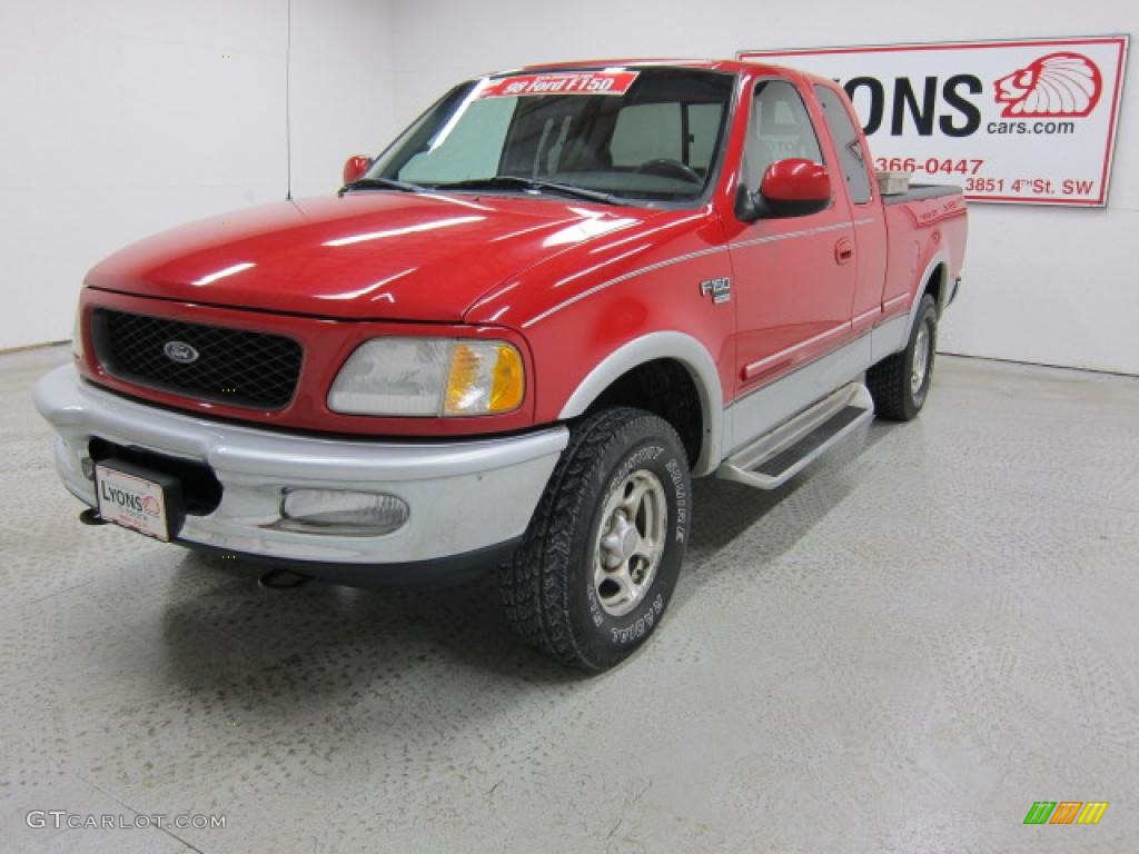 1998 F150 Lariat SuperCab 4x4 - Bright Red / Medium Graphite photo #26