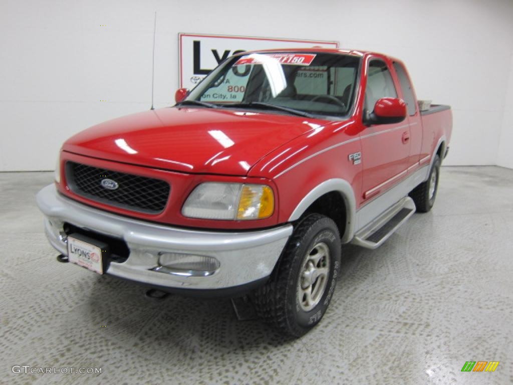 1998 F150 Lariat SuperCab 4x4 - Bright Red / Medium Graphite photo #27