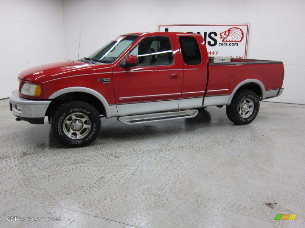 1998 F150 Lariat SuperCab 4x4 - Bright Red / Medium Graphite photo #29