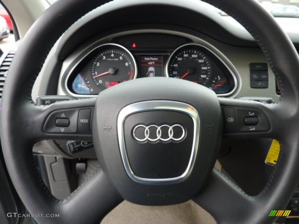2007 Audi Q7 4.2 Premium quattro Limestone Grey Steering Wheel Photo #46259737