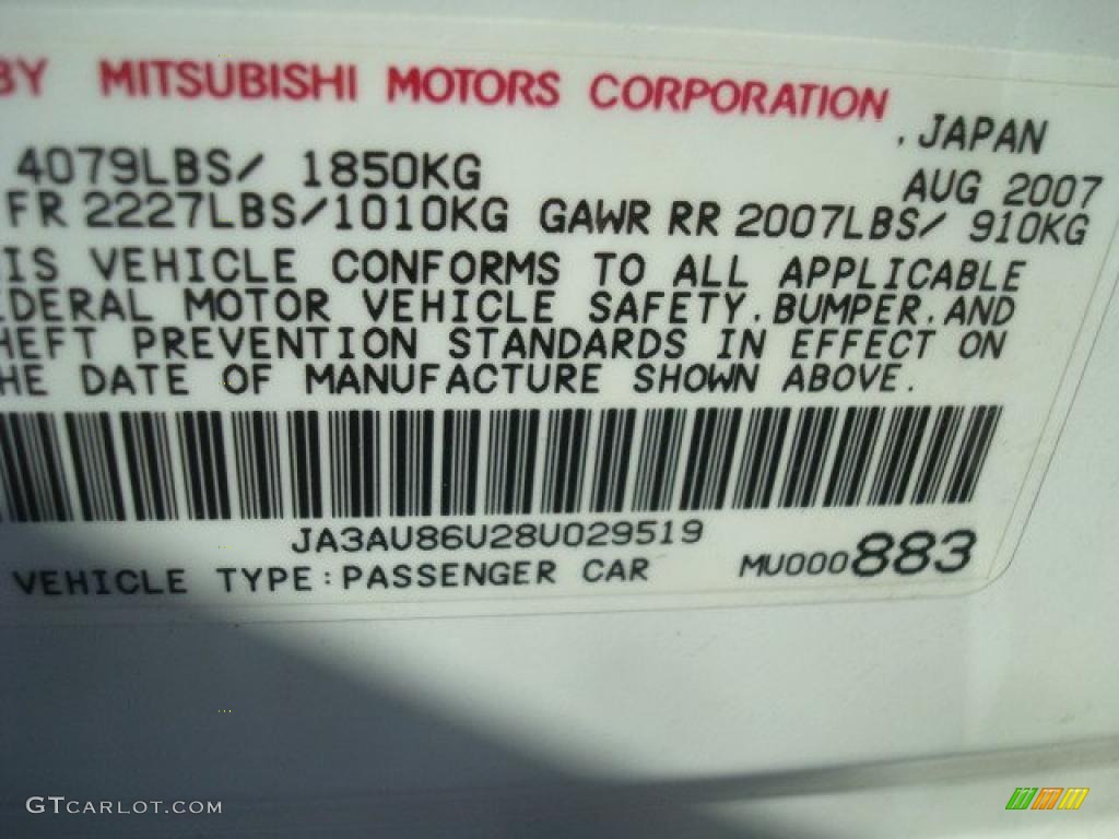 2008 Lancer GTS - Wicked White / Black photo #29