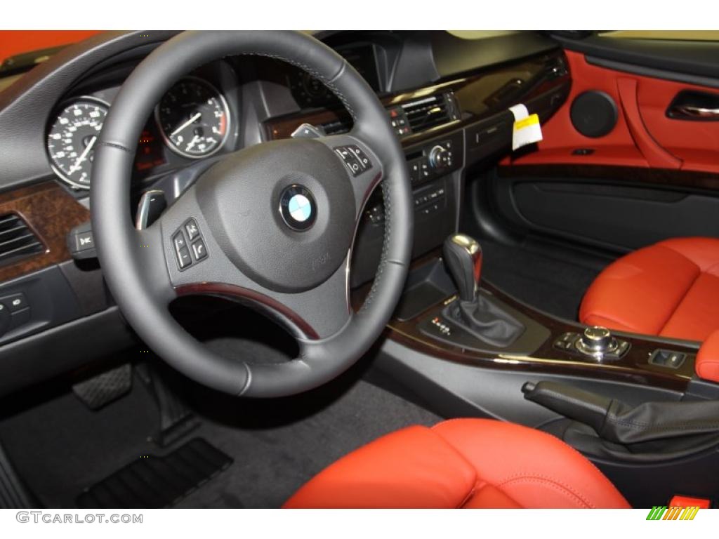 2011 3 Series 328i Convertible - Mineral White Metallic / Coral Red/Black Dakota Leather photo #7
