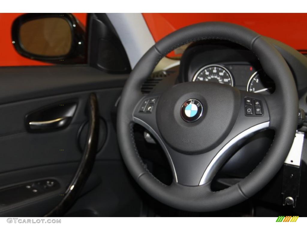 2011 BMW 1 Series 128i Coupe Black Steering Wheel Photo #46267073