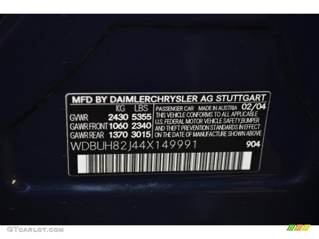 2004 E Color Code 904 for Midnight Blue Photo #46273699