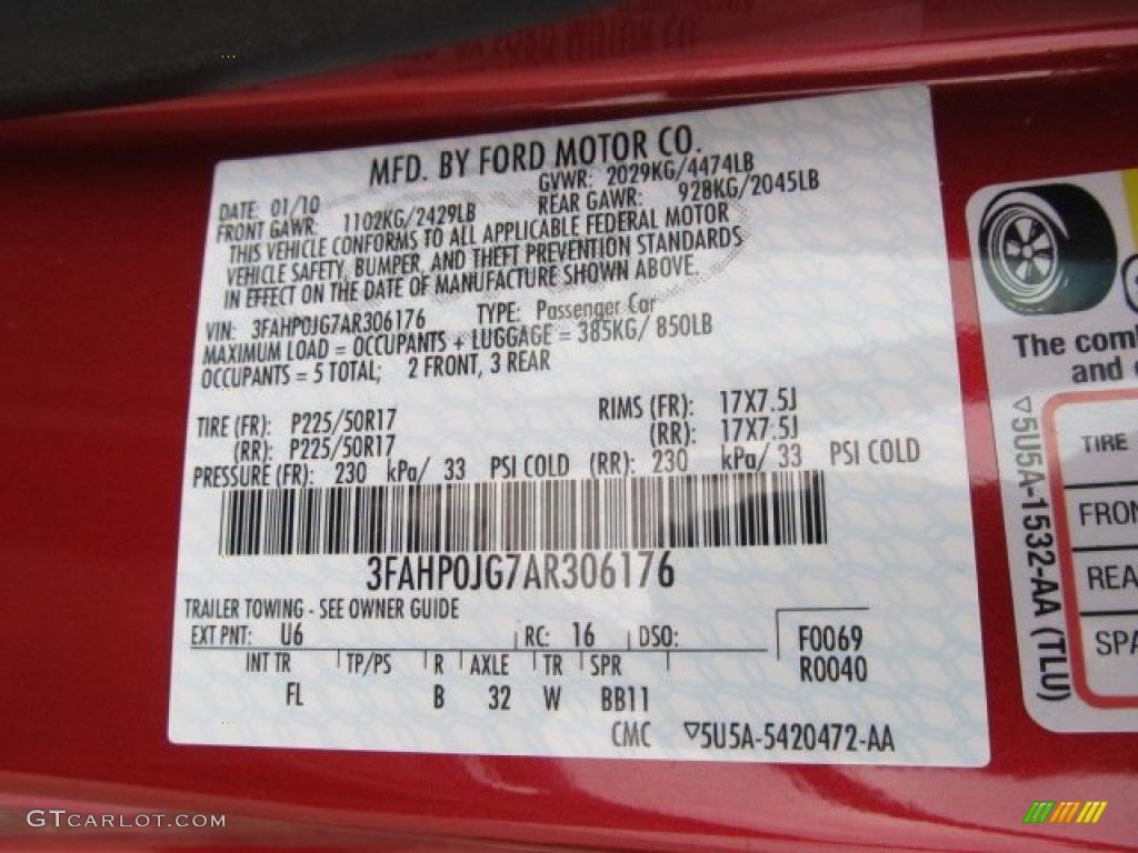 2010 Fusion SEL V6 - Sangria Red Metallic / Medium Light Stone photo #25