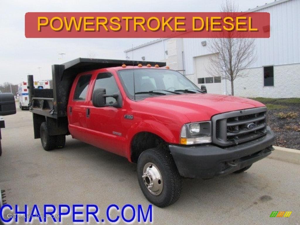 2003 Red Ford F350 Super Duty Xl Crew Cab 4x4 Chassis Dump Truck