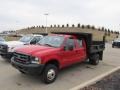2003 Red Ford F350 Super Duty XL Crew Cab 4x4 Chassis Dump Truck  photo #3