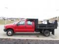 Red 2003 Ford F350 Super Duty XL Crew Cab 4x4 Chassis Dump Truck Exterior