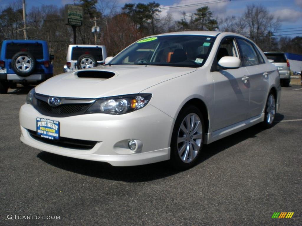 2008 Impreza WRX Sedan - Satin White Pearl / Carbon Black photo #1