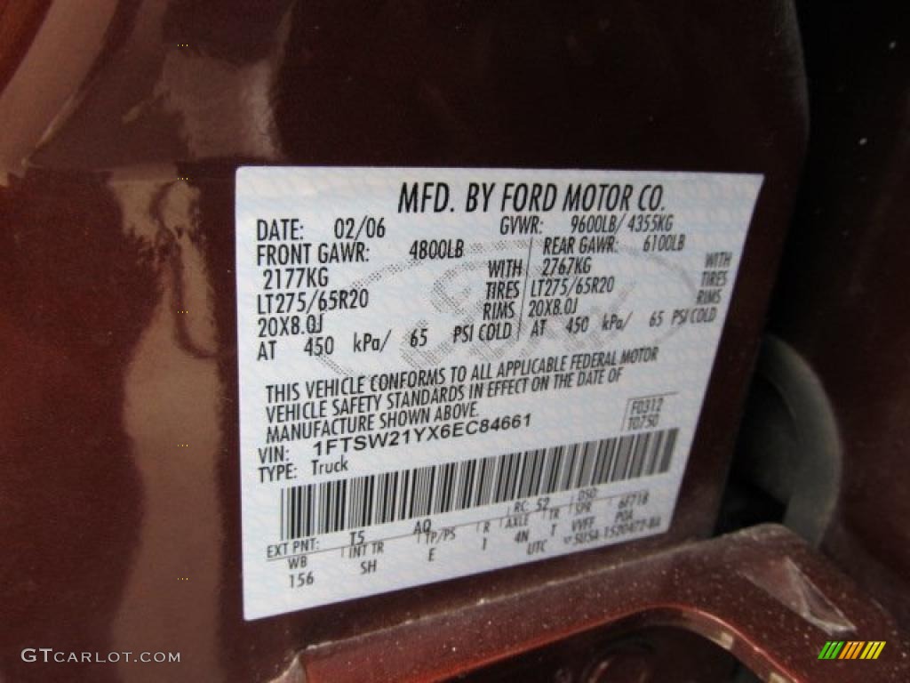 2006 F250 Super Duty Color Code T5 for Dark Copper Metallic Photo #46280925