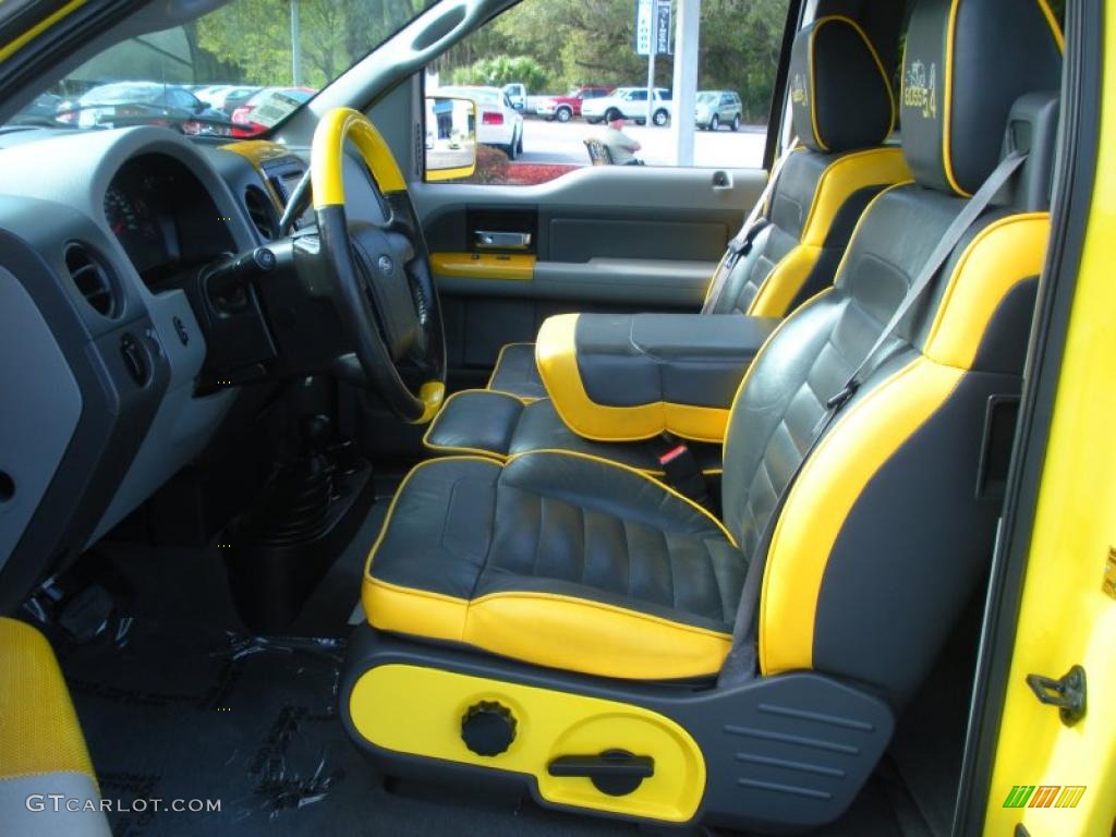 Black/Yellow Interior 2005 Ford F150 Boss 5.4 SuperCab 4x4 Photo #46287694