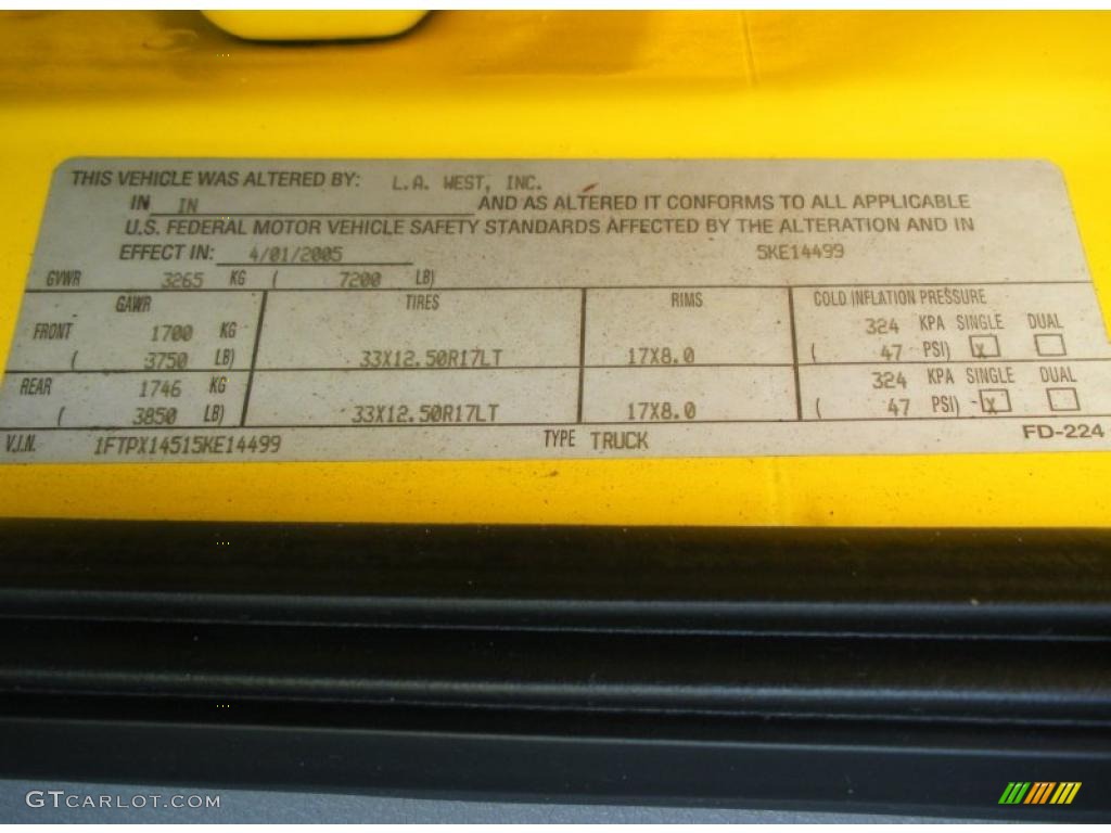 2005 Ford F150 Boss 5.4 SuperCab 4x4 Info Tag Photo #46287892