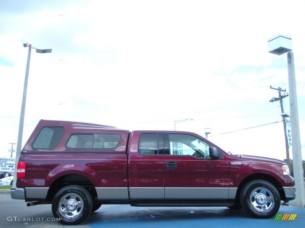 2004 F150 XLT SuperCab - Dark Toreador Red Metallic / Tan photo #6