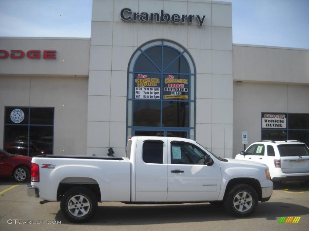 2010 Sierra 1500 SLE Extended Cab 4x4 - Summit White / Ebony photo #1