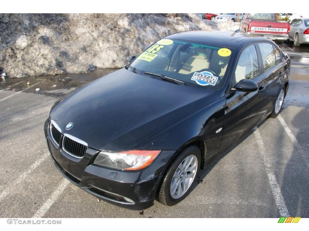 2007 3 Series 328xi Sedan - Black Sapphire Metallic / Beige photo #1