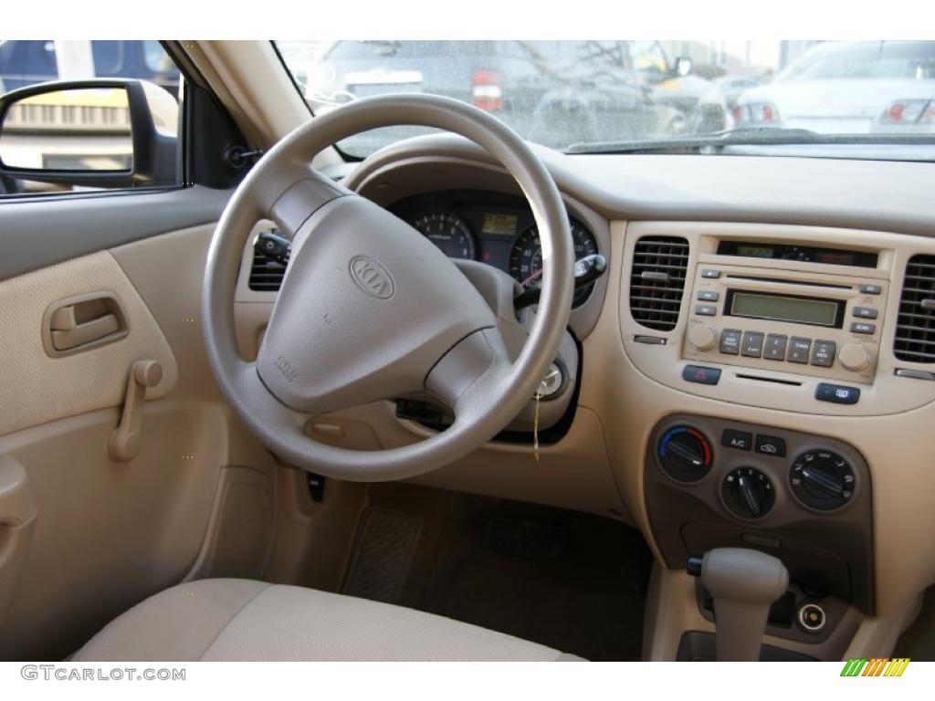 2006 Kia Rio LX Sedan Beige Dashboard Photo #46299928