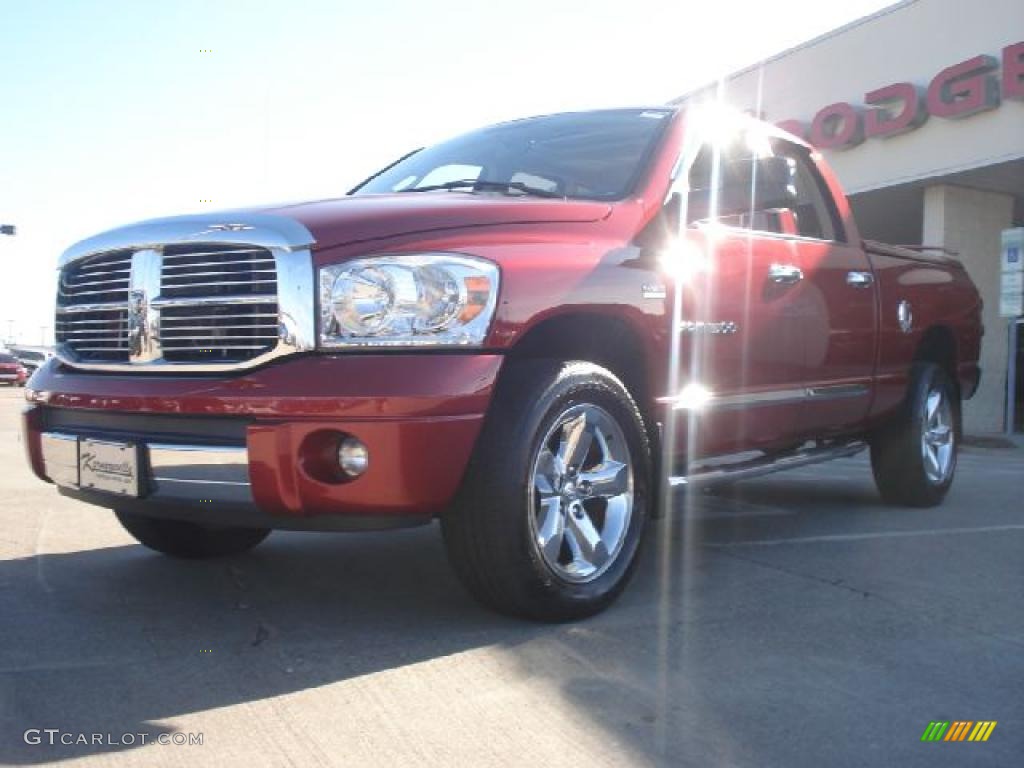 2007 Ram 1500 Laramie Quad Cab 4x4 - Inferno Red Crystal Pearl / Medium Slate Gray photo #8