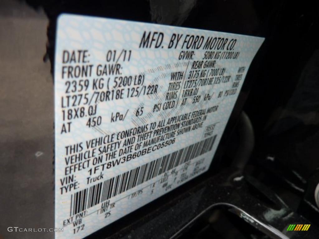 2011 F350 Super Duty Color Code UH for Tuxedo Black Photo #46302535