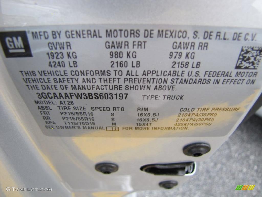2011 Chevrolet HHR LS Panel Info Tag Photo #46302706