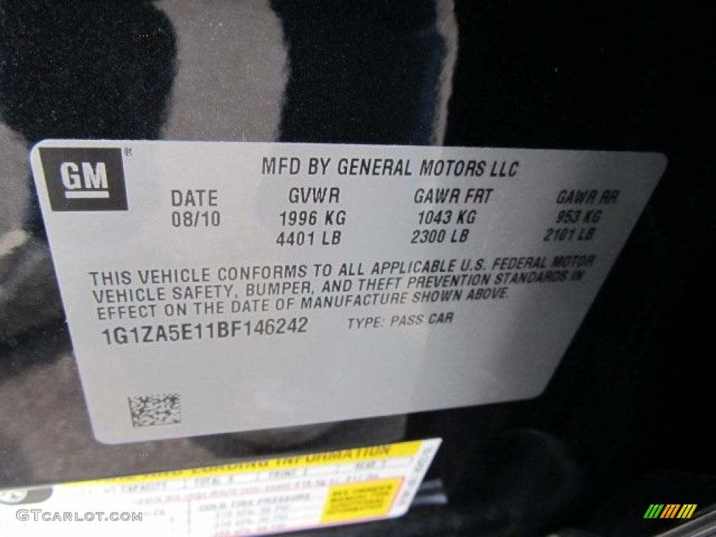 2011 Chevrolet Malibu LS Info Tag Photo #46304005