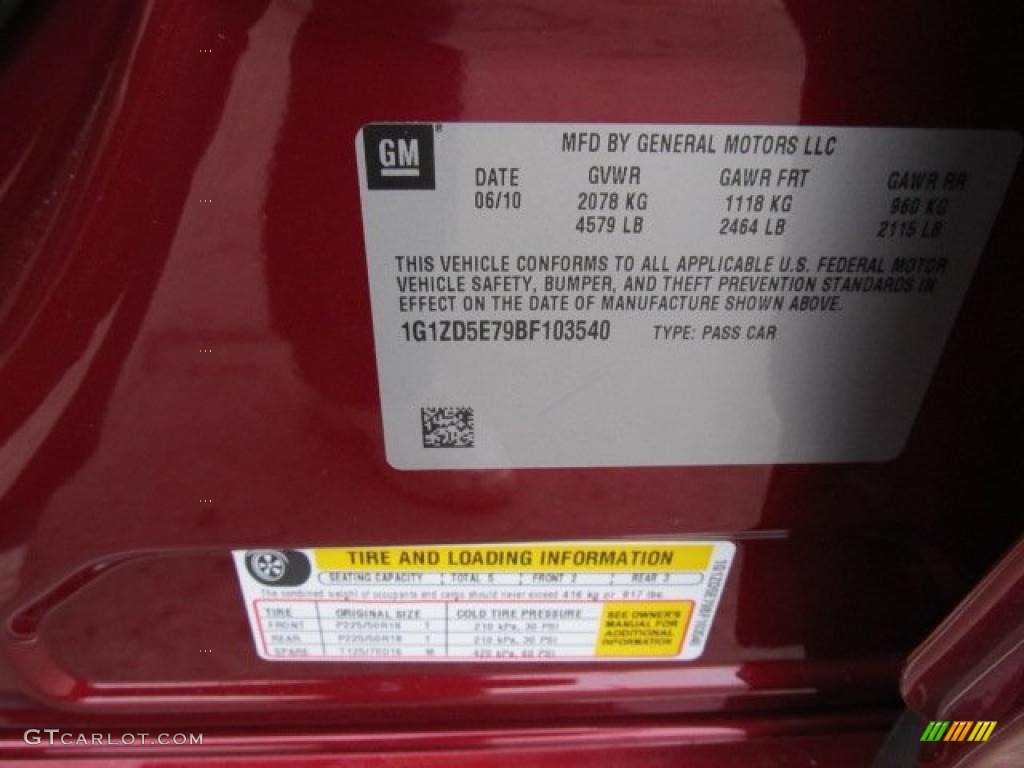 2011 Chevrolet Malibu LT Info Tag Photo #46304179