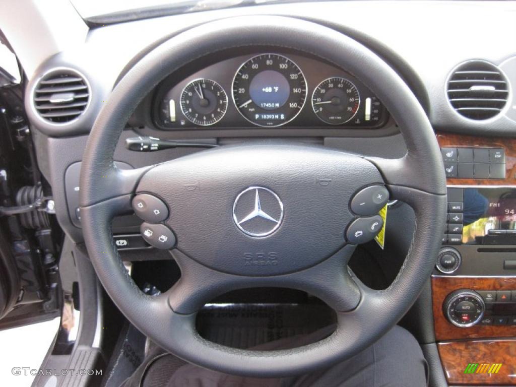 2009 Mercedes-Benz CLK 350 Coupe Black Steering Wheel Photo #46305887