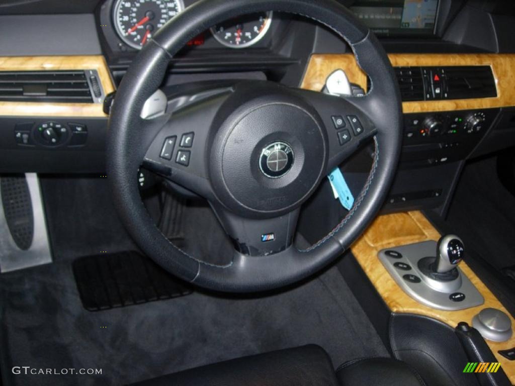 2007 BMW M5 Sedan Black Steering Wheel Photo #46306196