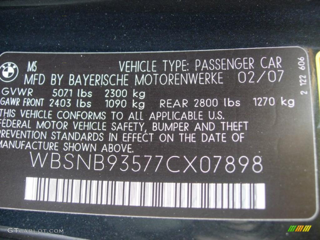 2007 BMW M5 Sedan Info Tag Photo #46306454