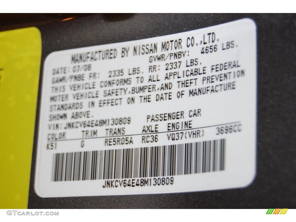 2008 G Color Code K51 for Platinum Graphite Gray Photo #46307654