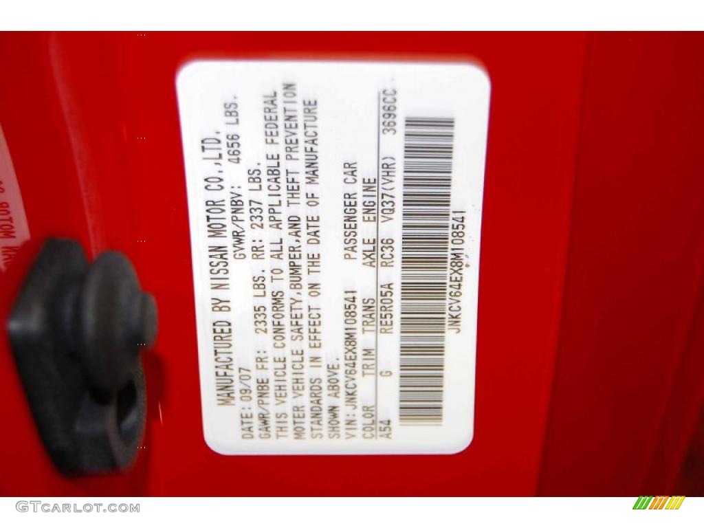 2008 G Color Code A54 for Vibrant Red Photo #46308608