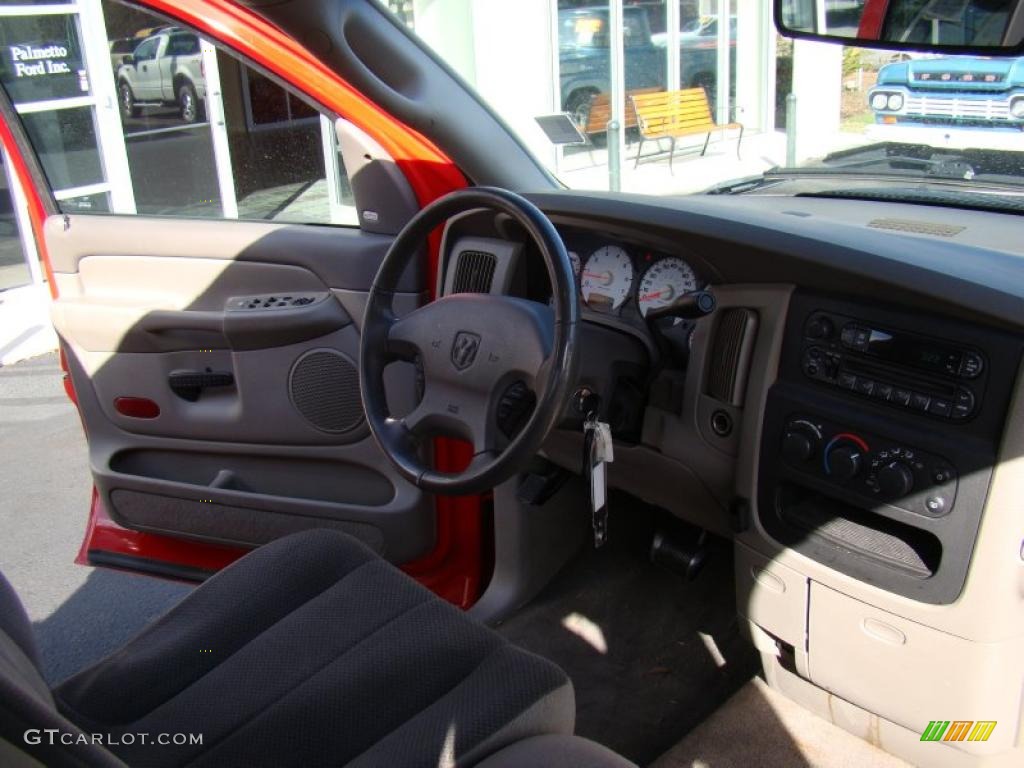 2002 Ram 1500 SLT Quad Cab - Flame Red / Taupe photo #17