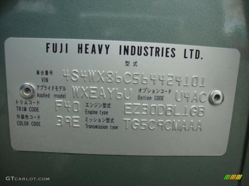 2006 Subaru B9 Tribeca Limited 7 Passenger Info Tag Photo #46311044