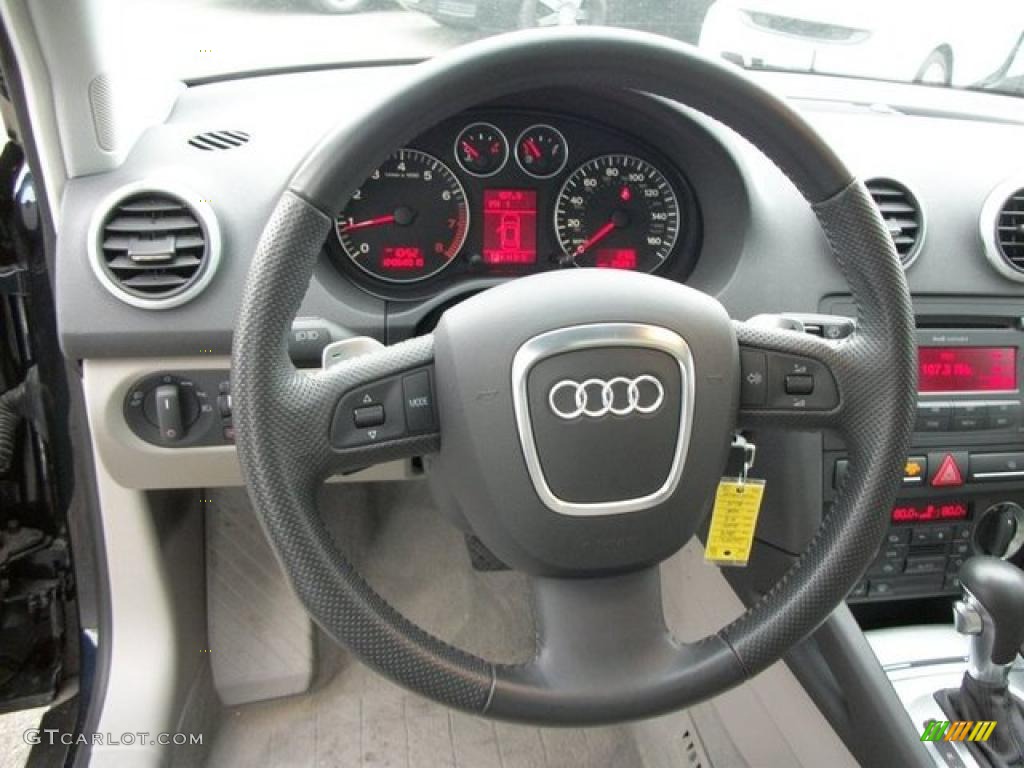 2008 Audi A3 2.0T Light Gray Steering Wheel Photo #46313765