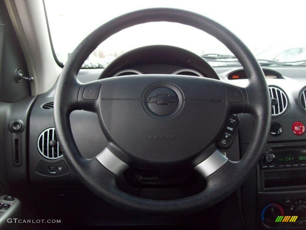 2006 Chevrolet Aveo LT Sedan Charcoal Steering Wheel Photo #46319520
